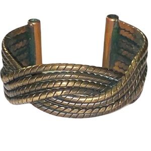 Unisex Copper Bronze Forged Twisted Wire Handmade Viking Style Cuff Bracelet